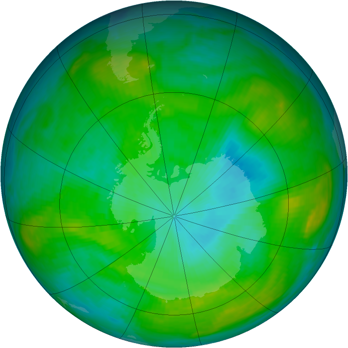 Antarctic ozone map for 18 January 1981